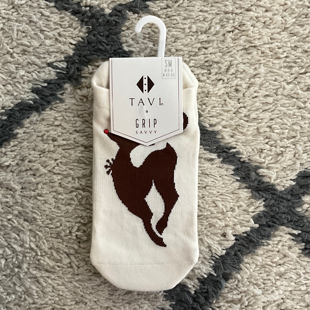 Pure Barre Cream and Brown Grip Socks